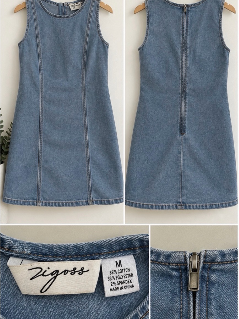 Girls' Sleeveless Denim A-Line Dress in Light Blue